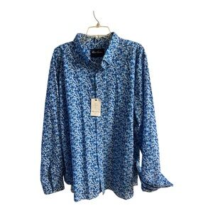 Robert Graham Wilton Blue and White Patterned button up shirt 3X NWT
